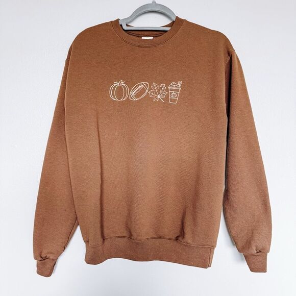 Hanes Brown Crewneck Fall Sweatshirt Size Small - Picture 2 of 5